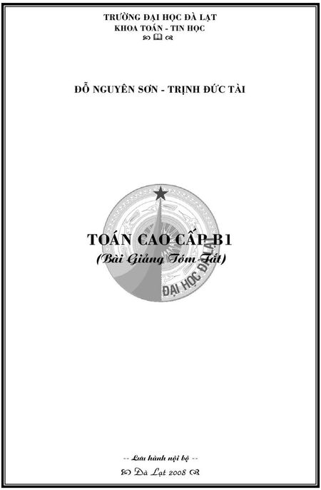 Toán Cao cấp B1: Bài giảng tóm tắt