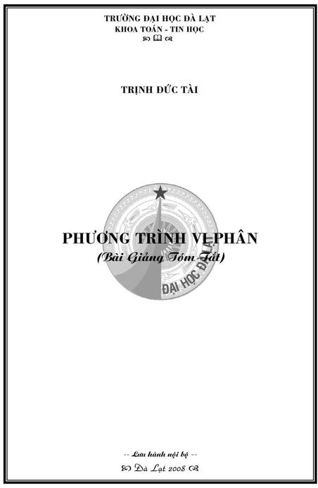 Phương trình Vi phân: Bài giảng tóm tắt