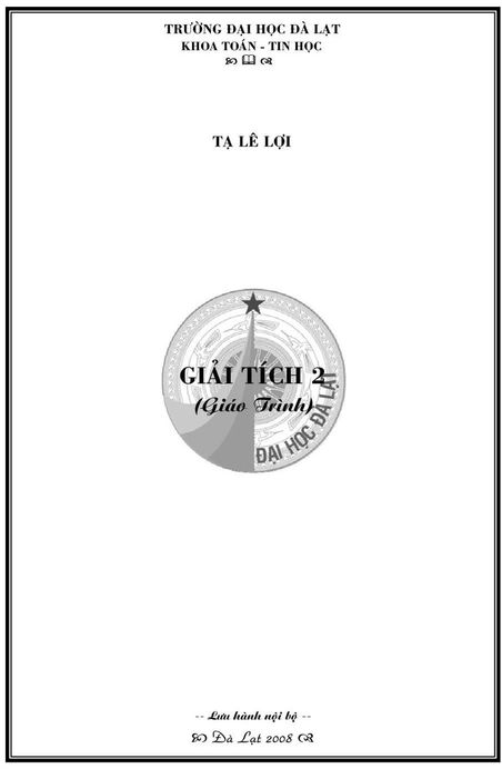 Giải tích 2: Giáo trình