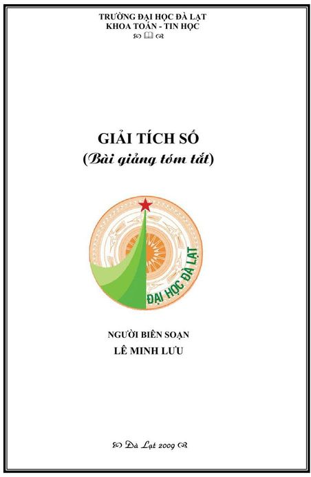 Giải tích số: Bài giảng tóm tắt