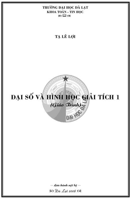 Đại số & Hình học Giải tích 1: Giáo trình