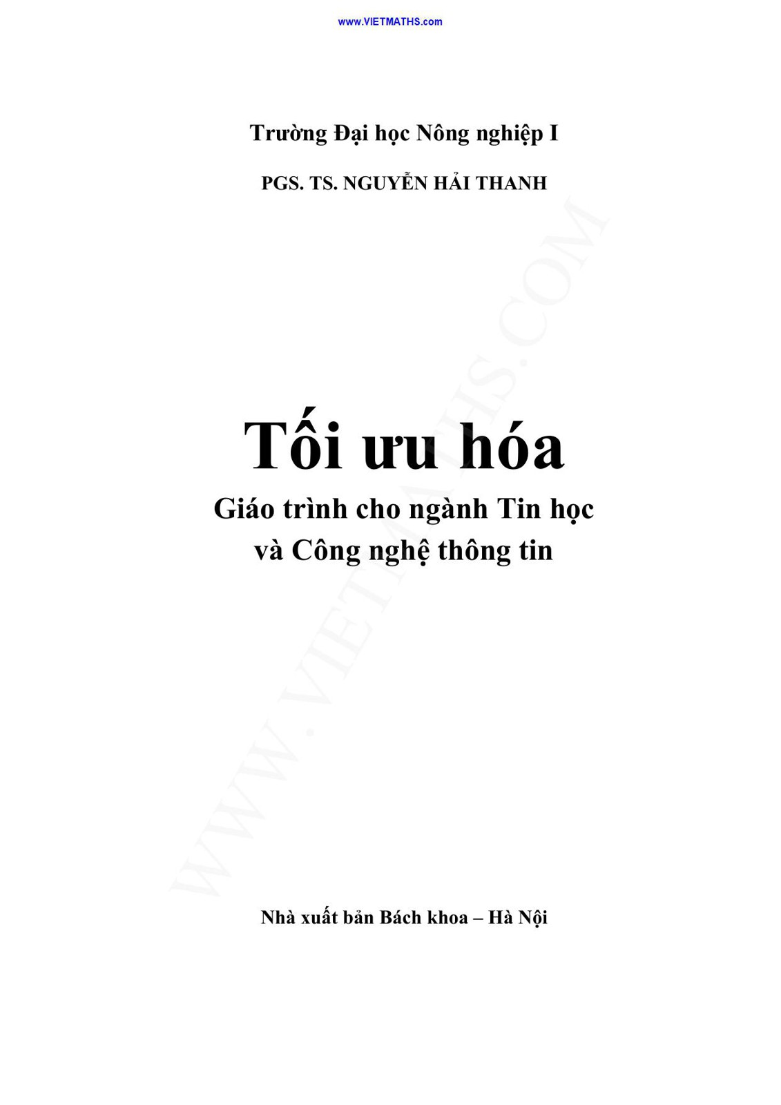 Tối ưu hóa: Giáo trình cho ngành Tin học và Công nghệ thông tin